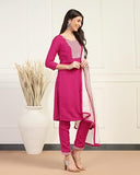 Toplot Women'S Solid Straight Kurta With Pant & Dupatta|Kurta Pant Set With Dupatta (Straight-Kurta-Pant-5197-Pink-M),Pink,,B0DCNNF2TK
