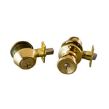 Design House 728113 Plaza Deadbolt and Knob Combo, Polished Brass, 6 Piece