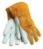 Tillman 48L Large Brown Top Grain Goatskin Fleece Lined Standard Grade MIG Welders Gloves with Straight Thumb, 3 1/2 Cuff, Kevl