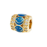 Malahill Cubic Zirconia Charm Beads for Jewelry Making, Smile face Charm Beads for Necklaces Bracelets Making 9.5 * 9.5mm Blue