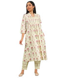 Libas Women'S Cotton Floral Kurta Set (400443_Off White_Xl)