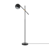 GLOBE Electric 65911 60 Floor Lamp, Matte Black, Brass Pivot, Matte Black Shade, in-Line On/Off Foot Switch