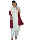 Libas Womens Yoke Design Cotton Blend Straight Kurta With Trousers And Dupatta