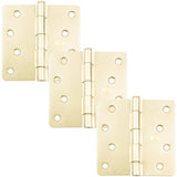 Stone Harbor Hardware 4 Door Hinges, 1/4 Radius Corner, Polished Brass, 3-Pack