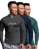Eyebogler Mens Dry Fit Hooded Neck Full Sleeve Casual Tshirt Pack Of 3,Night Owl::Navy BlueApparel,2XL
