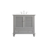 Elegant Decor Rhodes 36 Coastal Solid Wood Single Bathroom Vanity In Gray