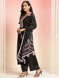 Gosriki Women'S Rayon Viscose Printed Straight Kurta With Pant & Dupatta (Belagavi Black-Vks05-Gs_L_Black_Large),Black,,B0DT77J3HK