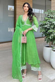 Gosriki Women'S Rayon Blend Anarkali Embroidered Kurta With Pant & Dupatta (Niket Green-Gs_Xxl_Green_Xx-Large),Green,2,B0DRNMK91S