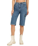 Nifty Women'S Denim Straight Fit Cargo Capris (1461_Ice_32_Sky_Blue_32)