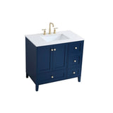 Elegant Decor Sommerville 36 Steel And Wood Single Bathroom Vanity In Blue