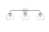 Living District Genesis 3-Light Iron & Glass Bath Sconce In Chrome/Clear