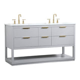 Elegant Decor Larkin 60 Solid Wood Mdf Single Bathroom Vanity In Gray
