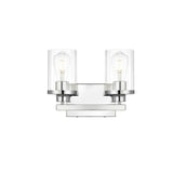 Living District Saanvi 2-Light Iron & Glass Bath Sconce In Chrome/Clear