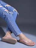 Shoetopia Embellished Peach Flat Sandals For Women & Girls /Eu37,Pink,4,B0DK74K1K5