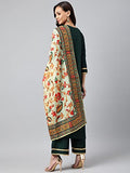 Gosriki Women'S Cotton Blend Straight Solid Kurta With Palazzo & Dupatta (Net Green_L-Go_Green_Large),Green,,B0B68Q4LH6