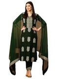 Anni Designer Women'S Cotton Blend Straight Printed Kurta With Pant & Dupatta (Carla Green-Nw_M_Green_Medium),Green,M