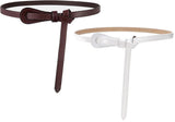 Moca Women Skinny Leather Knot Belts,Thin Waist Belt For Dress Adjustable Tie Belt For Ladies Elegant Coat Dress Midi Shirt Fema