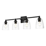 Living District Gianni 4-Light Iron & Glass Bath Sconce In Black/Clear