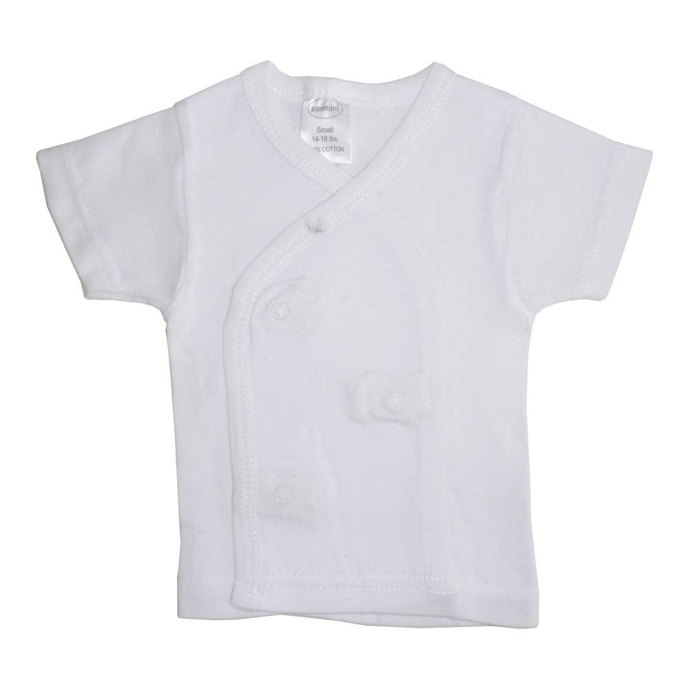 Bambini White Side Snap Short Sleeve Shirt - 3 Pack