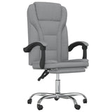 vidaXL Adjustable Reclining Office Chair with Armrest - Light Gray, Fabric-Made, with Rolling Castors - Stylish, Comfortable, Du