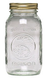 Ball Golden Harvest Regular Mouth 'Vintage Fruit Design' Mason Jars, (12 Pack), 1 quart, Clear