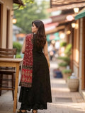 Gosriki Women'S Rayon Viscose Solid A-Line Kurta With Palazzo & Dupatta (Umika Black-Vks01-Gs_M_Black_Medium),Black,,B0F8ZWXKJR