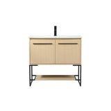 Elegant Kitchen And Bath 36 Inch Single Bathroom Vanity Cabinet - Maple