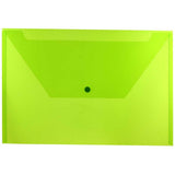 JAM PAPER Plastic Envelopes with Snap Closure - Legal Booklet - 9 3/4 x 14 1/2 - Lime Green - 12/Pack