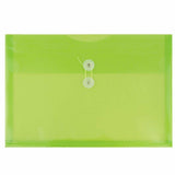 JAM PAPER Plastic Envelopes with Button & String Tie Closure - Legal Booklet - 9 3/4 x 14 1/2 - Lime Green - 3/Pack