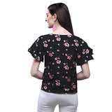 OOMPH! Women's Crepe Tunic Top - Charcoal Black,Charcoal Black