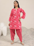 Libas Women'S Cotton Floral Kurta Set (400444_Pink_Xxl)