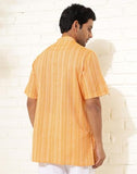 Fabindia Men'S Cotton Dobby Regular Short Kurta (1038376Yellow_Yellow Yellow L