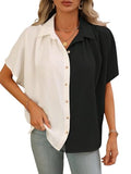 Dhruvi Trendz Women'S Color Block Regular Fit Shirt (Dt-W1892_White L)