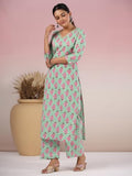 Anni Designer Women'S Rayon Blend Straight Printed Kurta With Palazzo (Mortal Green_S_Green_Small),Green,S,Rayon Blend,Regular,