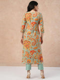 Gosriki Women'S Cotton Blend Straight Printed Kurta With Pant (Tinka Pista-Nw-Gs_M_Pista_Medium),Pista,,B0CTXGTXT6
