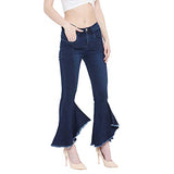 Nifty Women'S Denim Stretchable High Rise Flared Jeans (Jean_1422_Bsc_28_Carbon_Blue_28)