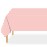 QIKSION Plastic Table Cloth Disposable 12 Pack, 54 x 108 Inch Tablecloths for Rectangle Tables, Blush Pink Plastic Table Cover