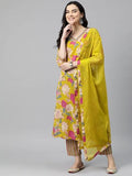 Gosriki Women'S Rayon Blend Printed Straight Kurta With Pant & Dupatta (Ganita Mustrad-Vks04-Gs_4Xl_Mustard_Xxxx-Large),Mustard,4,B0DR1PKSPZ