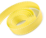 TRIMPLACE 5/8 INCH Ribbon with Saddle Stitch -10 Yards (Yellow with White Saddle Stitch)
