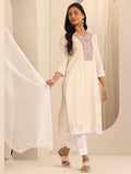 Libas Women'S Cotton Blend Printed Straight Kurtas (98250 Off White Off White Xl