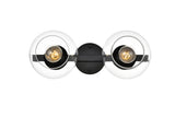 Living District Rogelio 2-Light Iron & Glass Bath Sconce In Black/Clear