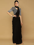 Satrani Womens Knit Pure Georgette Saree (2629S102N_Black)