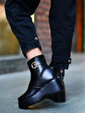 Shoetopia Ankle Length Black Boots For Women /Eu38,Black,5,B0DNXP5QXN
