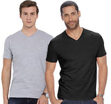 Adro Men'S V Neck Combo Plain Cotton T-Shirts_Vcm2-Pln-Bl-Gr-M Black, Grey