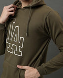 Adro Men'S Cotton Neck Hooded Sweatshirt (H24-La-Ol_Olive