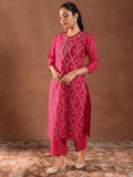 Libas Women'S Chanderi Silk Kurta Set (49470 Pink Xl