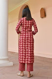 Gosriki Women'S Cotton Blend Straight Printed Kurta With Pant (Vidula Maroon-Gs_Xxl_Maroon_Xx-Large),Maroon,2,B0D5VKXNB1