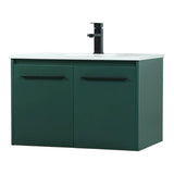 Elegant Decor Penn 30 Aluminum Alloy MDF Single Bathroom Vanity in Green