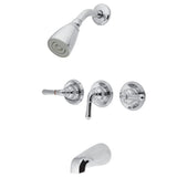 Kingston Brass KB231 Magellan Tub and Shower Faucet with 3-Magellan Handles, Polished Chrome,5-Inch Spout Reach