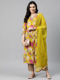 Gosriki Women'S Rayon Blend Printed Straight Kurta With Pant & Dupatta (Ganita Mustrad-Vks04-Gs_4Xl_Mustard_Xxxx-Large),Mustard,4,B0DR1PKSPZ